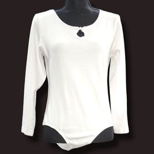 Royal Brand Long Sleeve Bodysuit in White